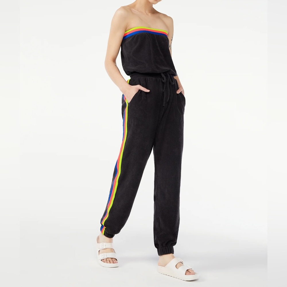 Love & Sports Women's Strapless Baby Terry Cloth‎ Romper